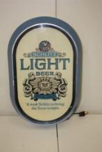 VINTAGE SCHLITZ LIGHT BEER, LIGHT UP PLASTIC ADVERTISING SIGN, 20" BREWERY