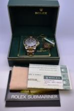 MEN'S 18K GOLD AND STAINLESS STEEL SUBMARINER LUXURY ROLEX DIVE WATCH. STYLE 16803