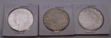 PEACE UNITED STATES SILVER DOLLAR, QUANTITY 3, 1922S, 1923 NUMISMATIC COINS