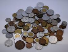 LARGE LOT OF 100 FOREIGN NUMISMATIC COINS, MOST FROM CANADA, AS SHOWN, ALL FOR ONE MONEY