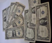 LOT OF $1 US DOLLAR BILLS , INCLUDES A NUMBER OF SILVER PAPER CURRENCY CERTIFICATES AS SHOWN