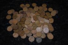 VARIOUS LINCOLN CENT WHEAT LEAF COINS PENNIES AS SHOWN, VARIOUS YEARS, WARTIME STEEL, ETC.