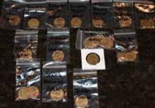 VARIOUS GOLD COLOR SACAGAWEA AND PRESIDENTIAL DOLLAR PROOF COINS NATIVE AMERICAN AS SHOWN