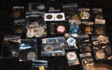 VARIOUS TOKENS AND CASINO COINS AS SHOWN, INCLUDING HERSHEY WOODEN COINS, ALL FOR ONE MONEY