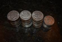 HUGE LOT OF 65 EISENHOWER IKE SILVER DOLLARS, 1970S VINTAGE NUMISMATIC COINS