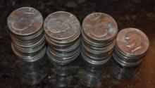 HUGE LOT OF 65 EISENHOWER IKE SILVER DOLLARS, 1970S VINTAGE NUMISMATIC COINS
