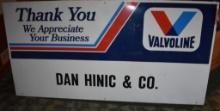 RARE 4 X 8 FOOT VALVOLINE OIL CAR DEALER SIGN, METAL, WOOD FRAME, EMBOSSED, MAN CAVE, REC ROOM