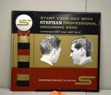 STEPHAN PROFESSIONAL GROOMING AIDS ADVERTISING SIGN MADE IN USA, 19" X 17" TIN