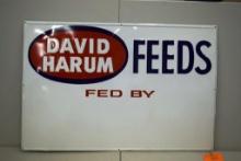 DAVID HARUM FEEDS - FED BY SIGN, 35' X 24" TIN