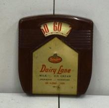 MILWAUKEE-WATERTOWN DAIRY LANE MILK - ICE CREAM ADVERTISING THERMOMETER