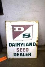 DAIRY LAND SEED DEALER ADVERTISING SIGN, 28 X 22 METAL