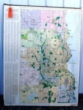 MASSIVE VINTAGE 1970S MILWAUKEE METROPOLITAN MAP, MEASURES 53 X 69", SOME WEAR