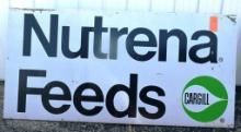 VINTAGE CARGILL NUTRENA FEEDS SIGN, LARGE OUTDOOR FARM, MEASURES 95 X 47"