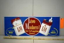 "LIVE MODERN" L&M FILTERS CIGARETTES ADVERTISING SIGN 34" X 12"