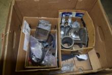 BOX OF MISC VINTAGE AUTOMOTIVE PARTS; 3-GM POWER WINDOW MOTORS #22062568 FITS 1987-1996