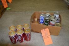 BOX OF MISC. VINTAGE BEER CANS, COCA-COLA CANS