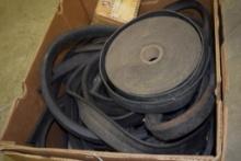 BOX OF VINTAGE AUTOMOTIVE WEATHERSTRIPS AND WELTING, ETC.