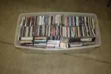 BIN WITH LARGE AMOUNT OF VARIOUS CD'S AND TAPES, 1980S, 1990S, MORE, ALL FOR ONE MONEY