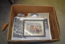 BOX OF MISC VINTAGE AUTOMOTIVE LITERATURE, PHOTOS, ETC.