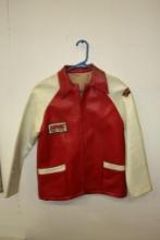 VINTAGE SONIC HAPPY EATING RESTAURANT LEATHER JACKET WITH PATCHES