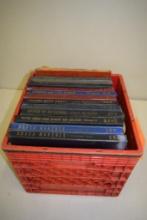 RED MILK CRATED FILLED WITH 78 RPM RECORDS AS SHOWN