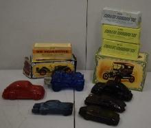 BOX WITH LARGE LOT OF ASSORTED AVON AFTER SHAVE AUTO THEMED AUTOMOBILES