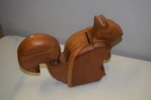 WOODEN SQUIRREL COIN BANK