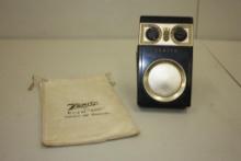 VINTAGE ZENITH ROYAL "500" OWL EYE TRANSISTOR RADIO IN CLOTH BAG