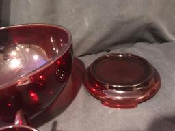 Vintage Anchor Hocking Ruby Red punch set with 11 cups
