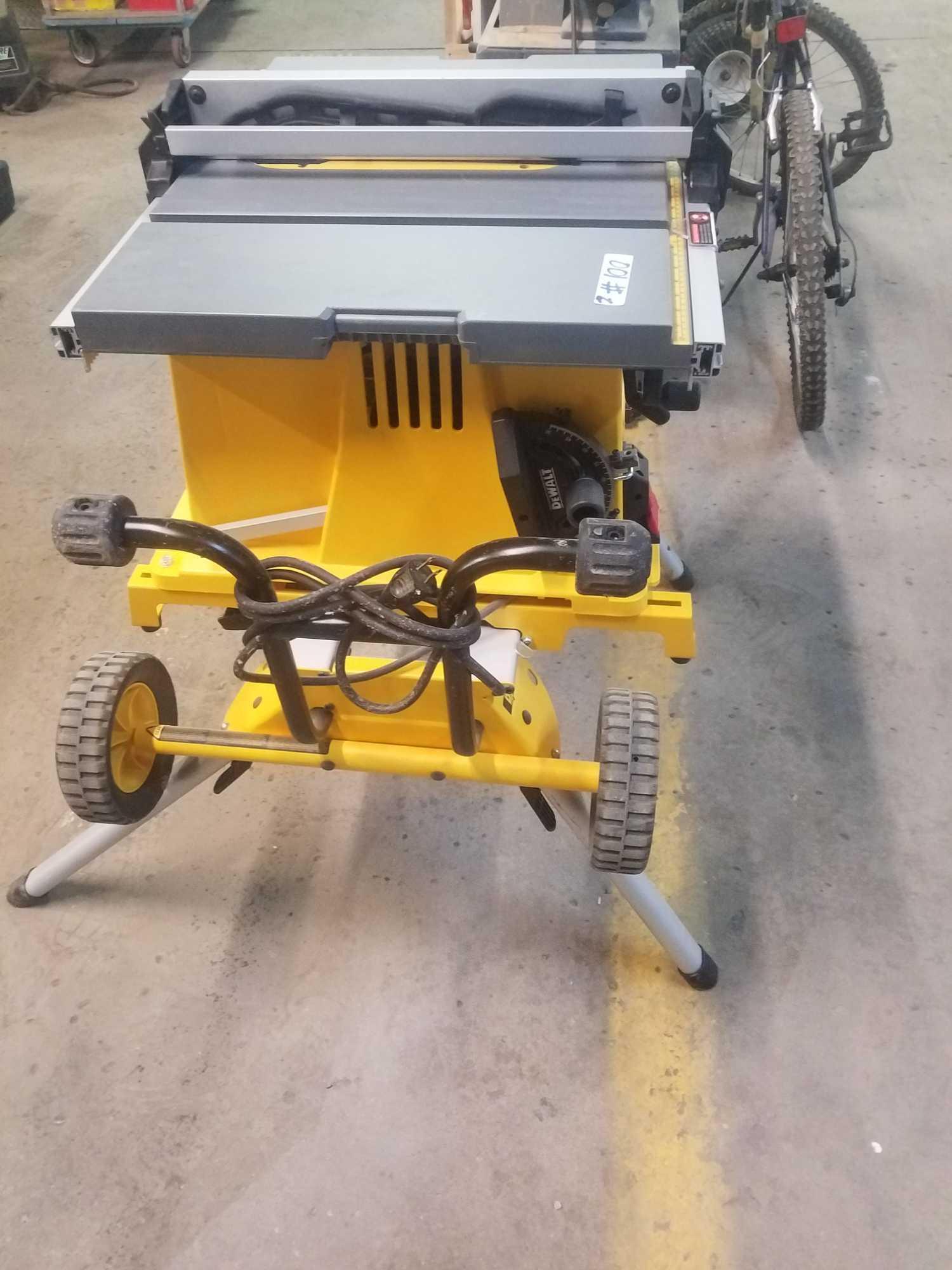 DEWALT Table Saw Model # DW744 and two wheel cart attachment
