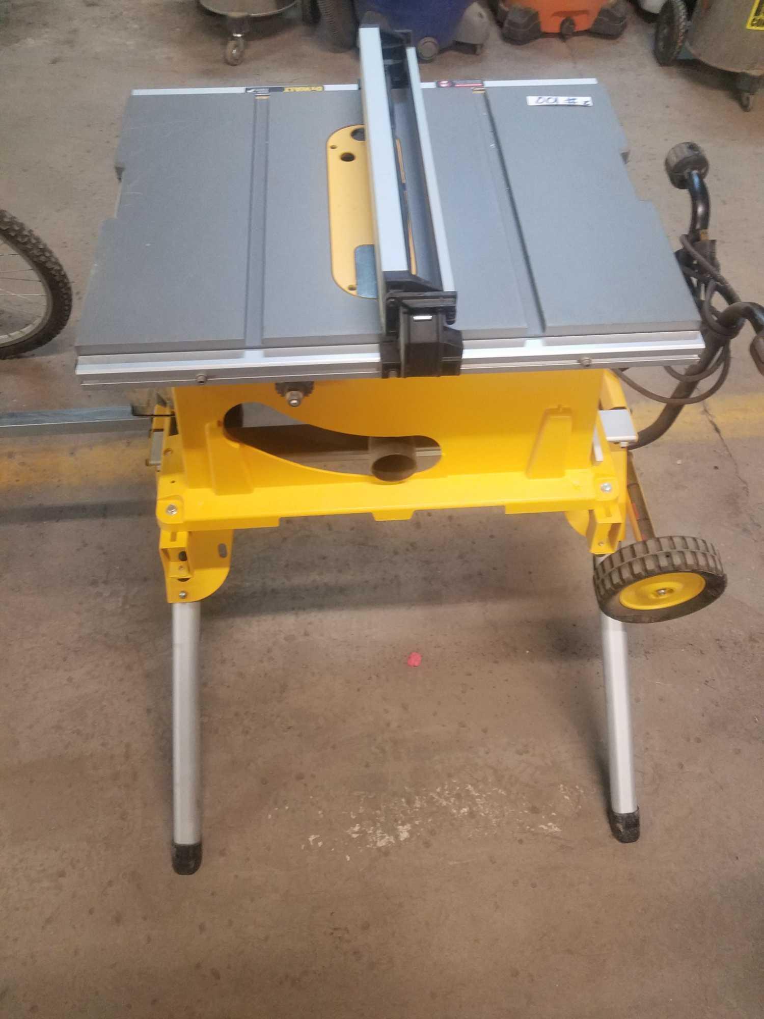 DEWALT Table Saw Model # DW744 and two wheel cart attachment