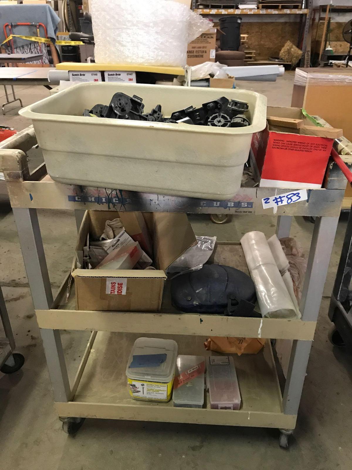 Plastic cart on wheels plus everything on it