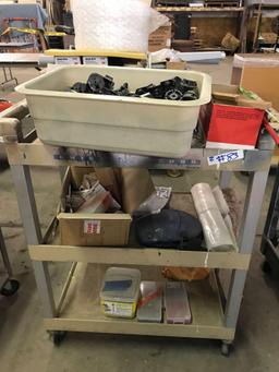 Plastic cart on wheels plus everything on it