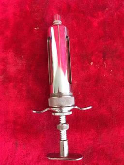 Misc. Items: Stanley Die cast chalk line reel, eye nut, syringe, and more