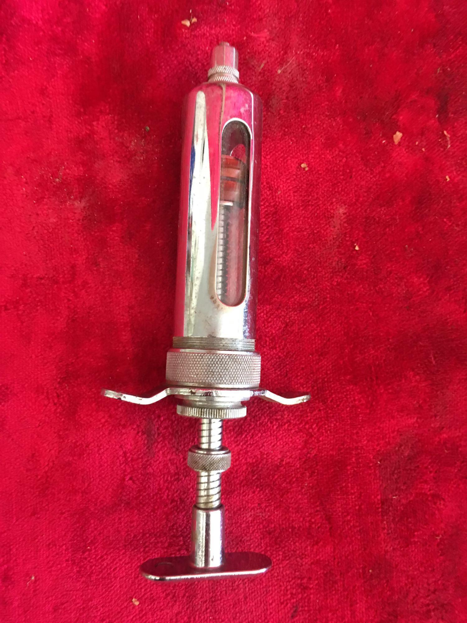 Misc. Items: Stanley Die cast chalk line reel, eye nut, syringe, and more