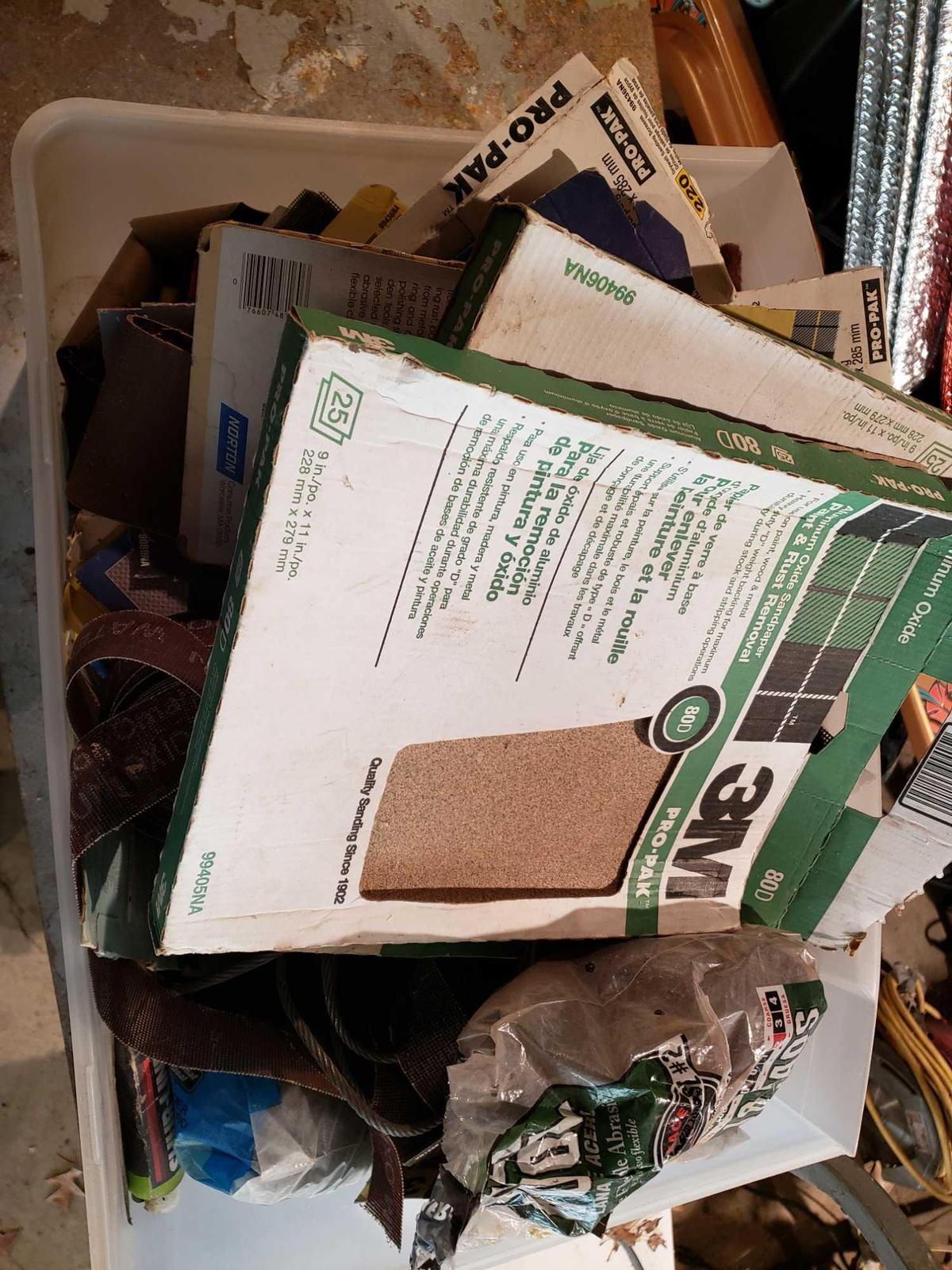 Large tote of all sorts of Sandpaper
