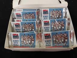 Opened box of USA Basketball collector cards