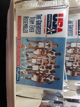 Opened box of USA Basketball collector cards