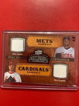 2008 upper deck Johan Santana and Chris Carpenter game used baseball memorabilia