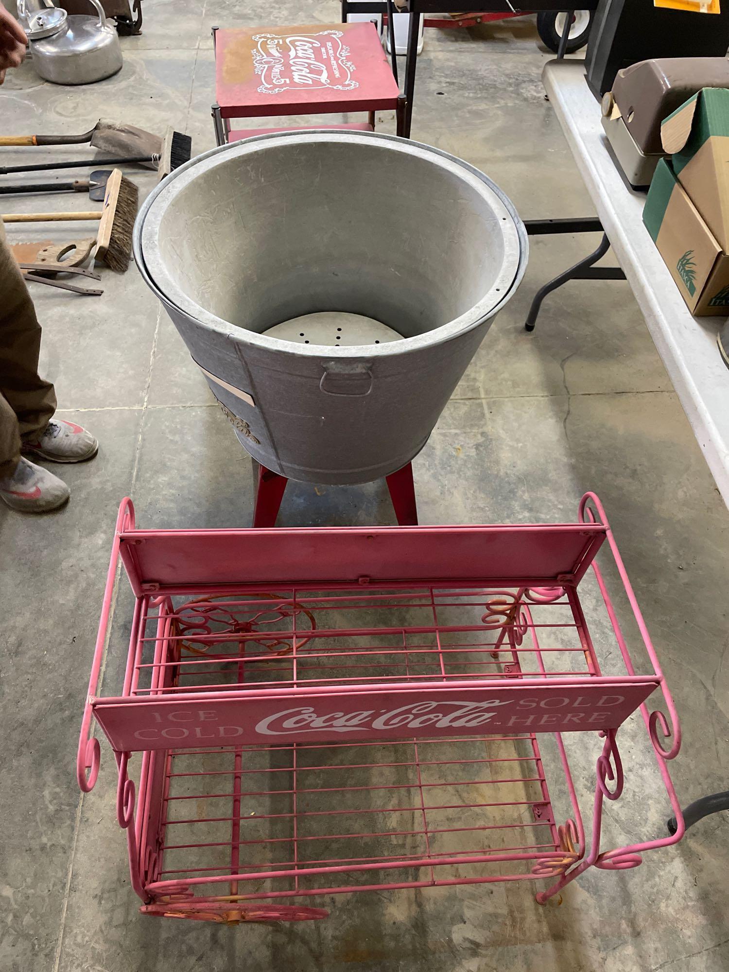 Coca-Cola cart, cooler, and stand