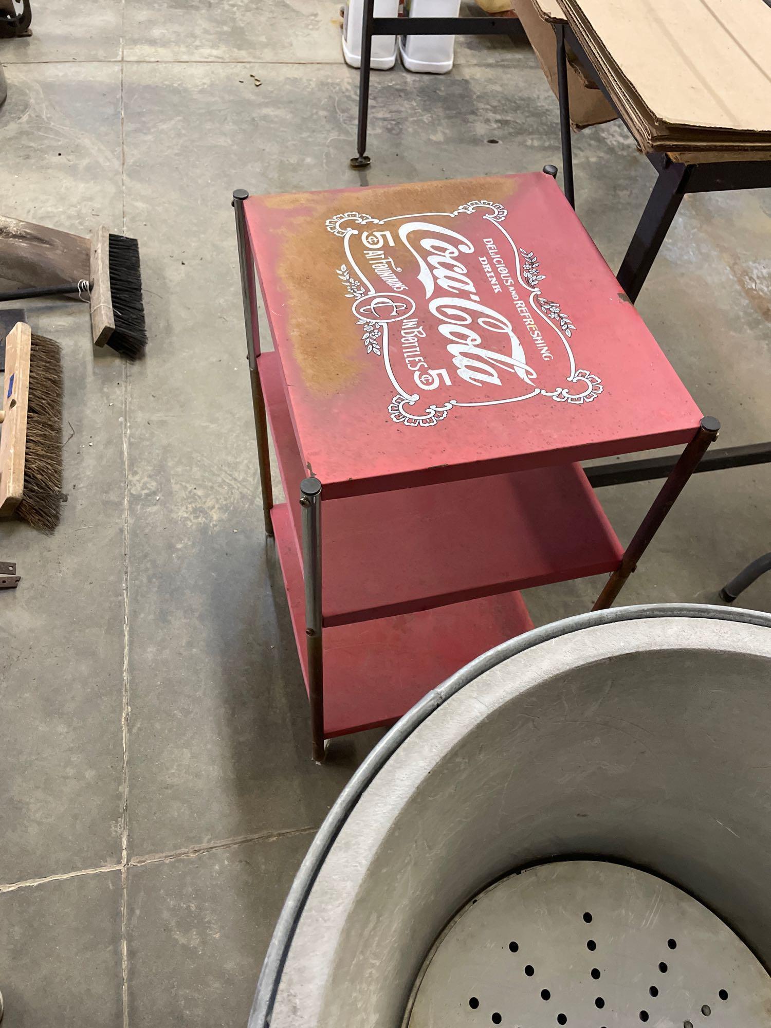 Coca-Cola cart, cooler, and stand