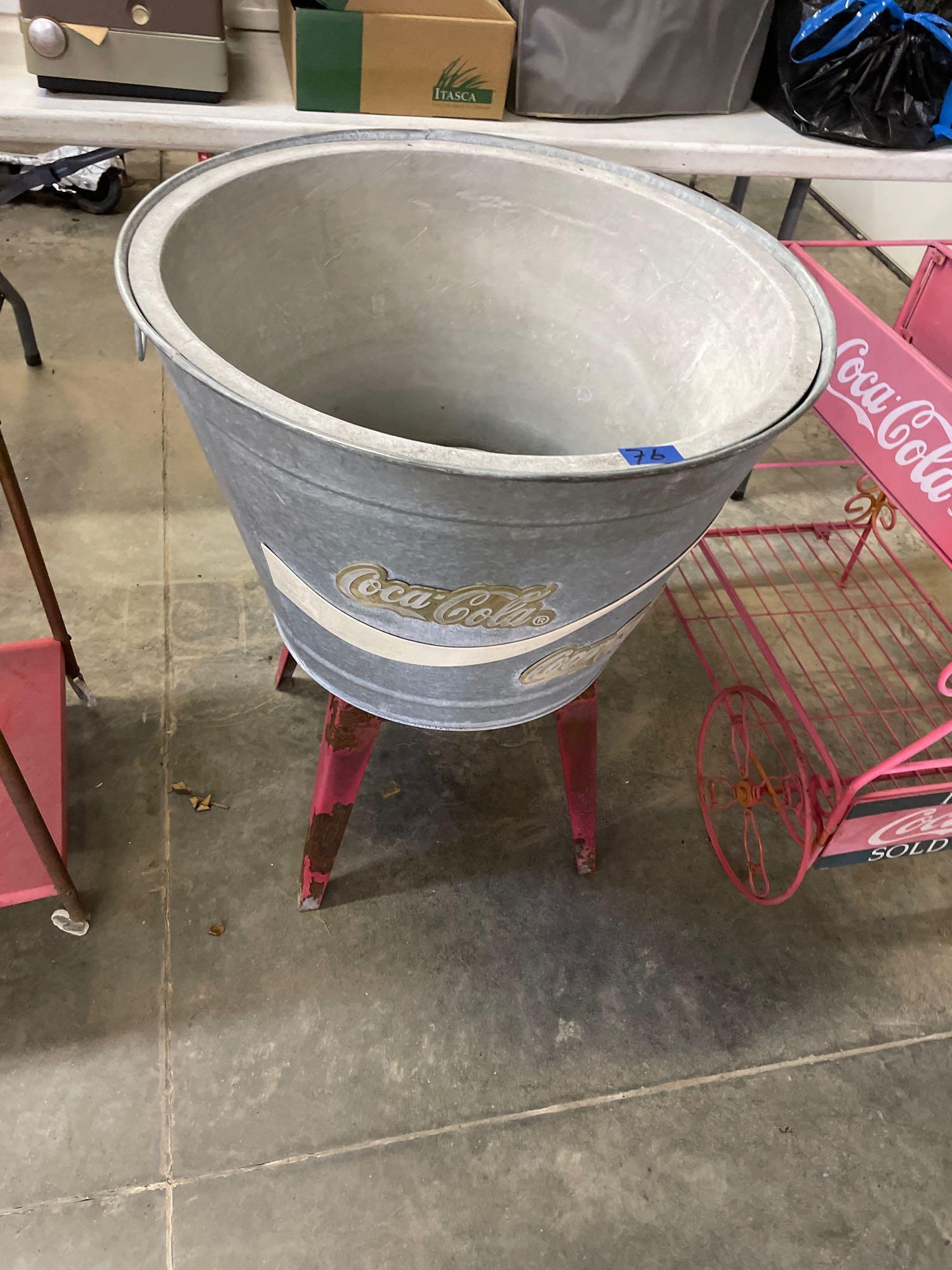 Coca-Cola cart, cooler, and stand