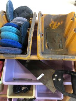 Bins/shelf organizer with miscellaneous items