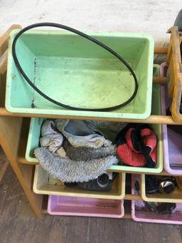Bins/shelf organizer with miscellaneous items
