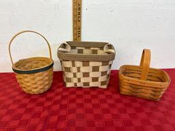Longanerger Side handled tote - tan and collectors club baskets