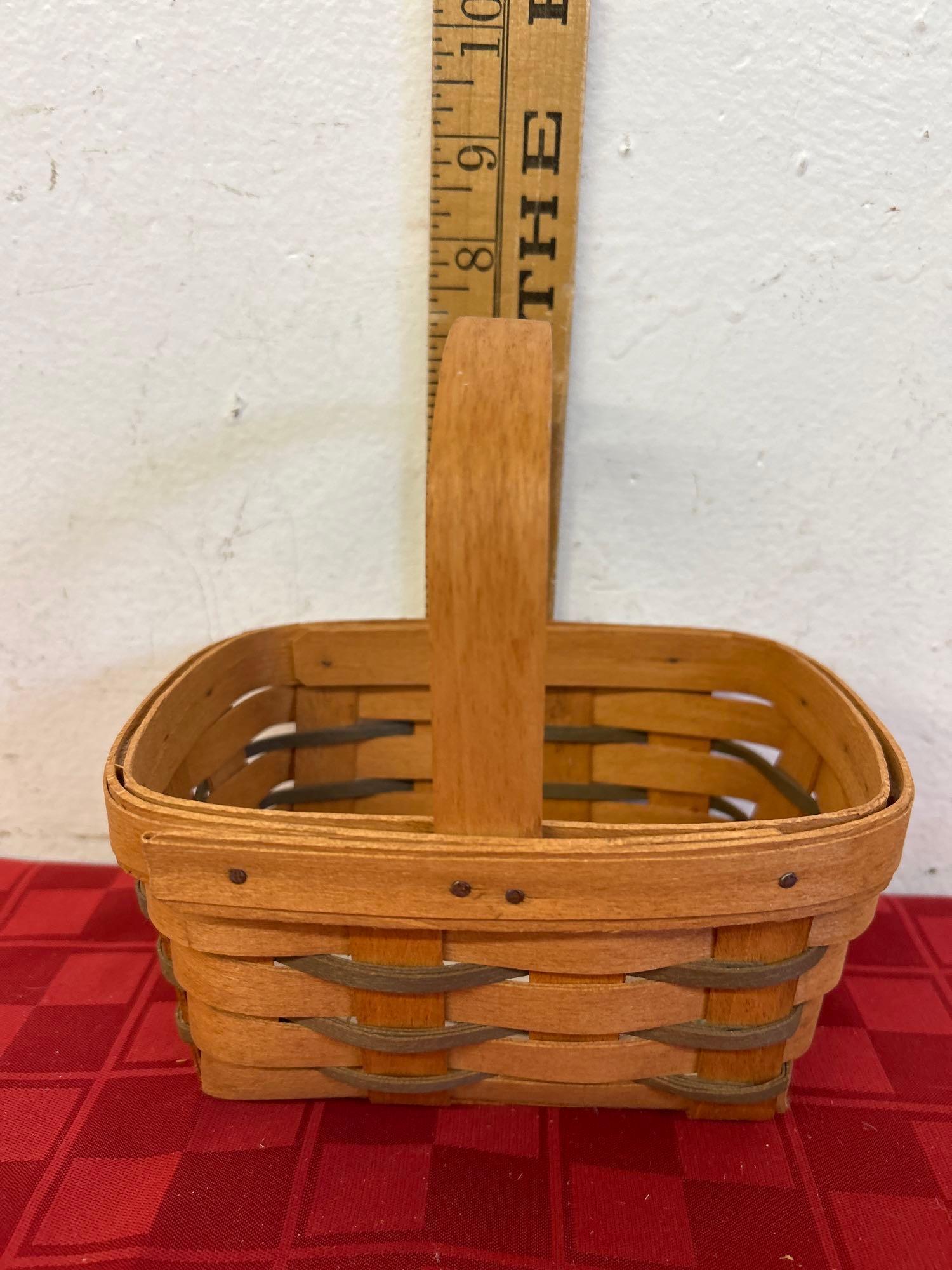 Longanerger Side handled tote - tan and collectors club baskets