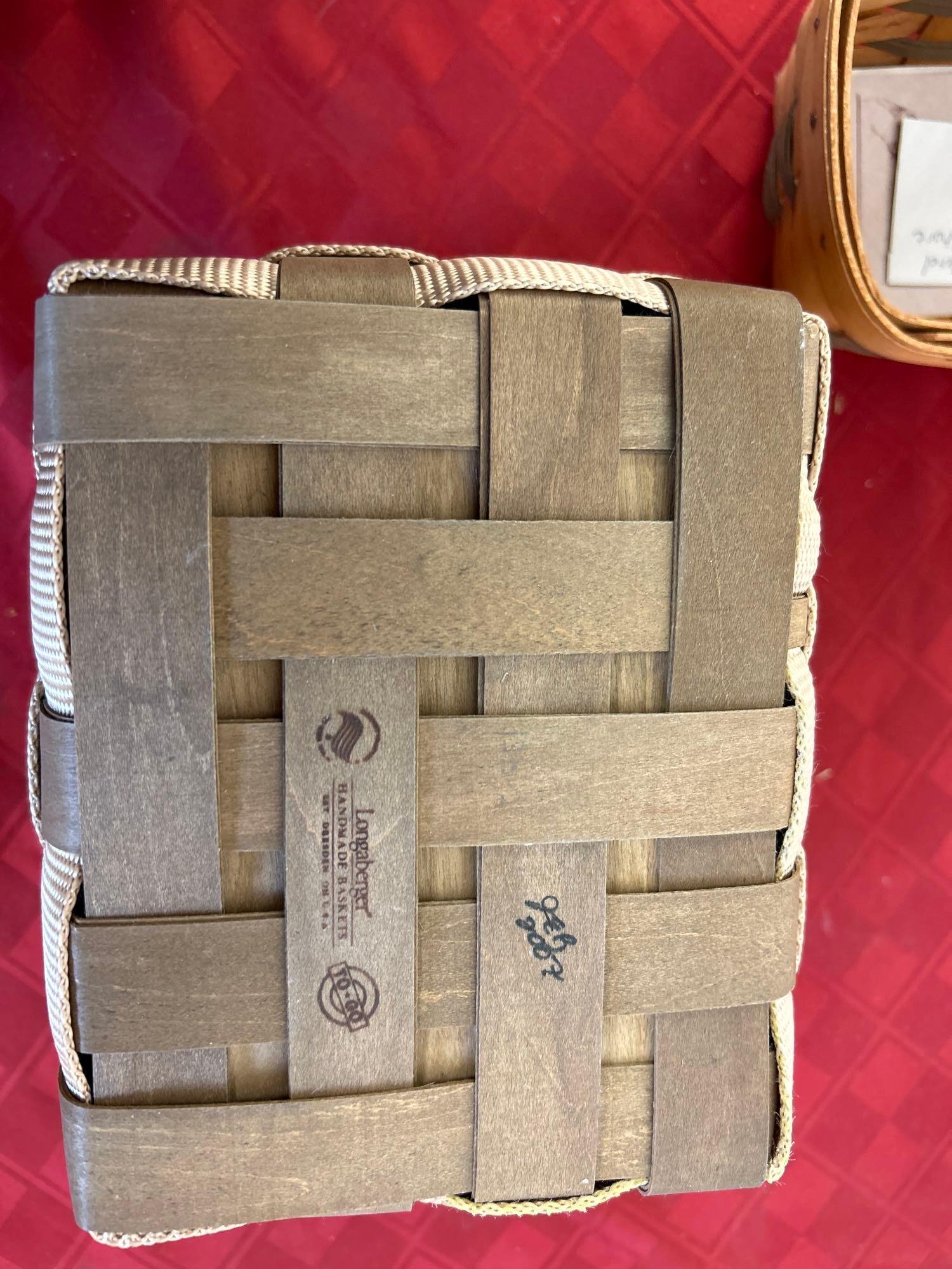 Longanerger Side handled tote - tan and collectors club baskets