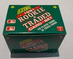1991 score rookie and traded card player cards and Magic Motion trivia cards