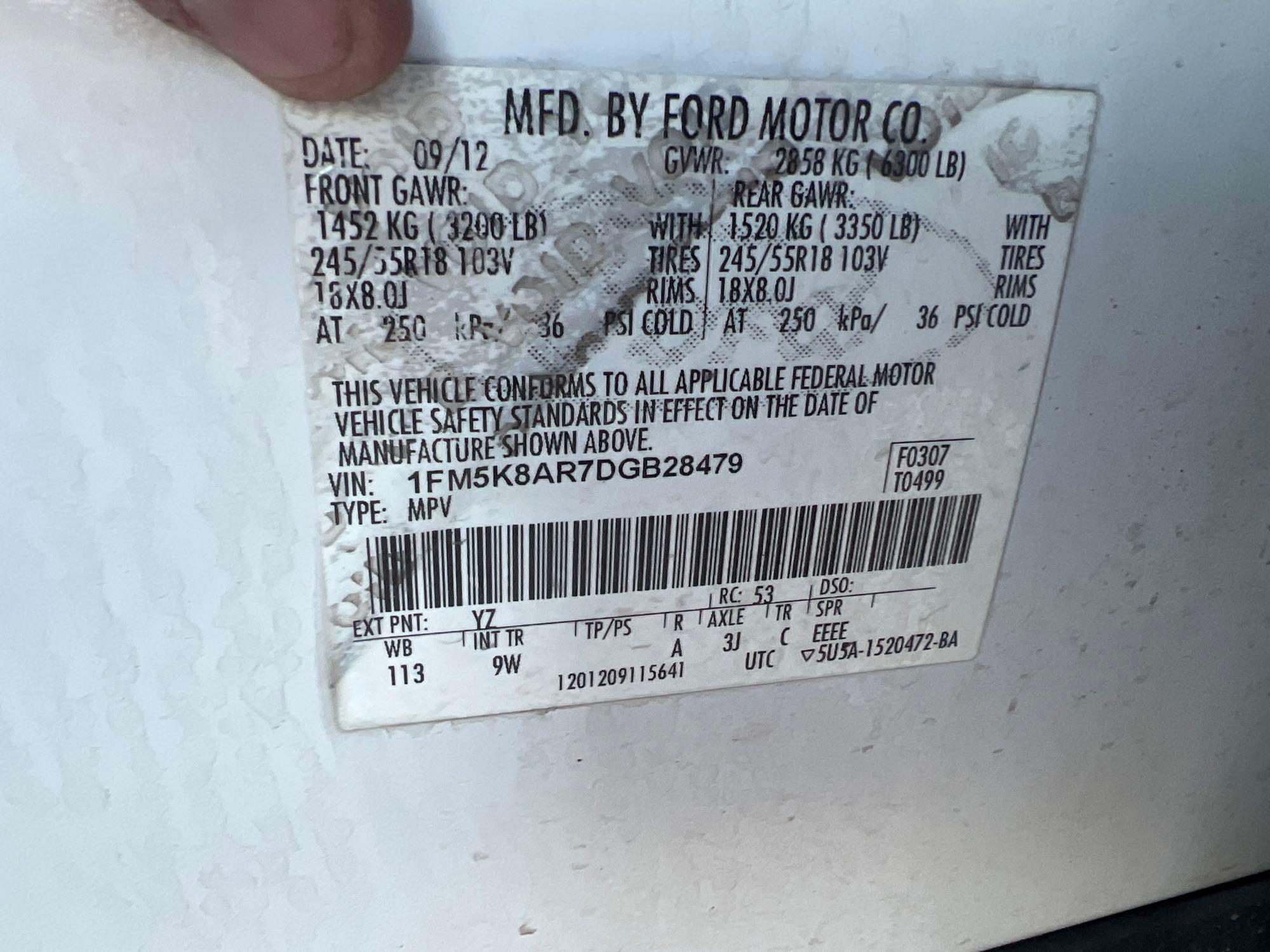 28479-2013 Ford Explorer AWD Police Interceptor 186k miles front tire goes down runs and drives