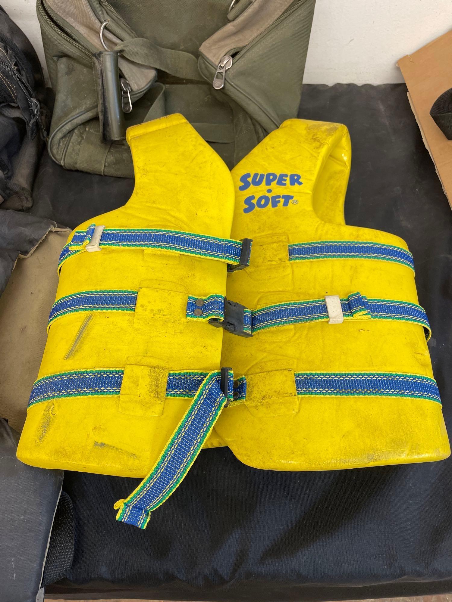 lifejackets, fishing reels and bags